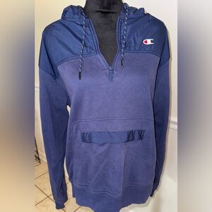 Champion Navy Blue Half-Zip Pullover Hoodie – Size Medium